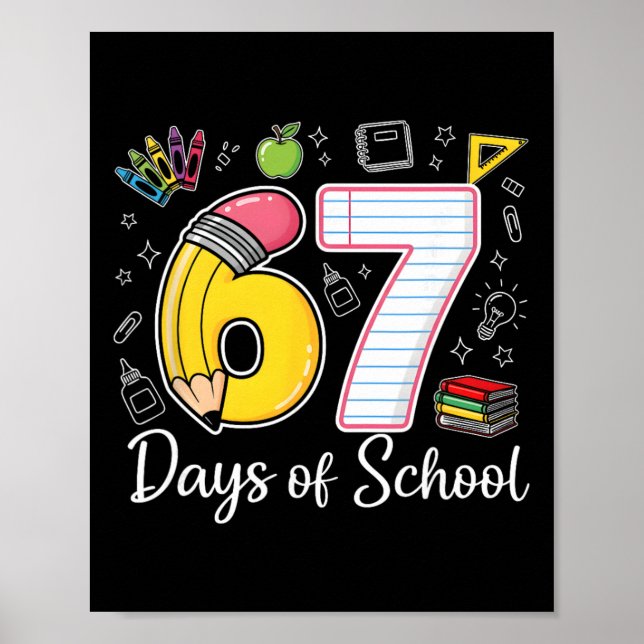 Poster 67º Dia De Escola 67 Seis Sete Professor De Matemá (Frente)