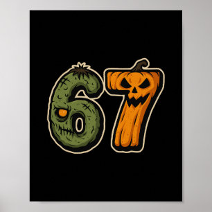 Poster 67 Abóbora Zumbi Six Seven Meme de Halloween
