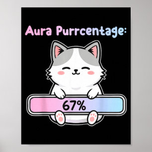 Poster 67 Aura de Gato Engraçada Energia às Seis Sete Mem