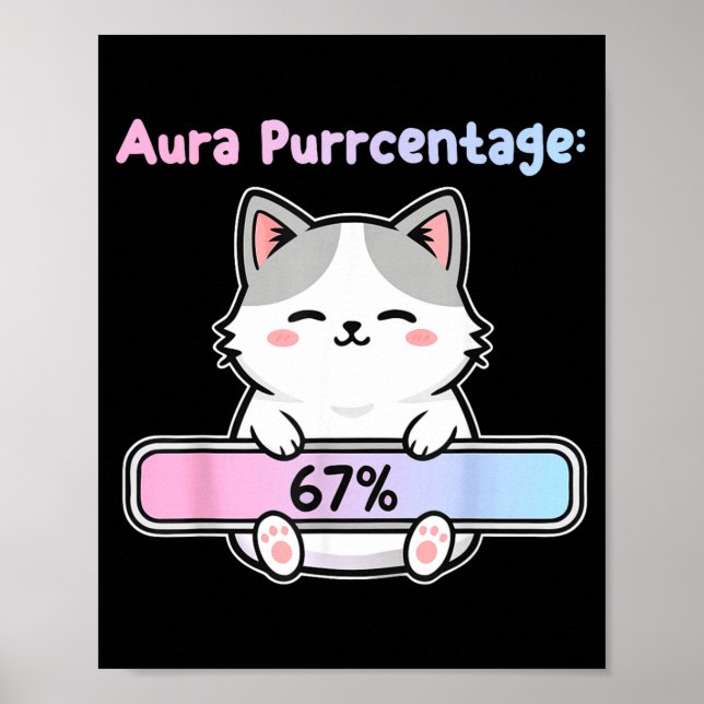Poster 67 Aura de Gato Engraçada Energia às Seis Sete Mem (Frente)