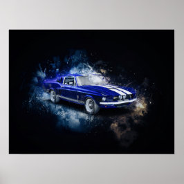 Poster 67 Azul Shelby com Stripes Brancas