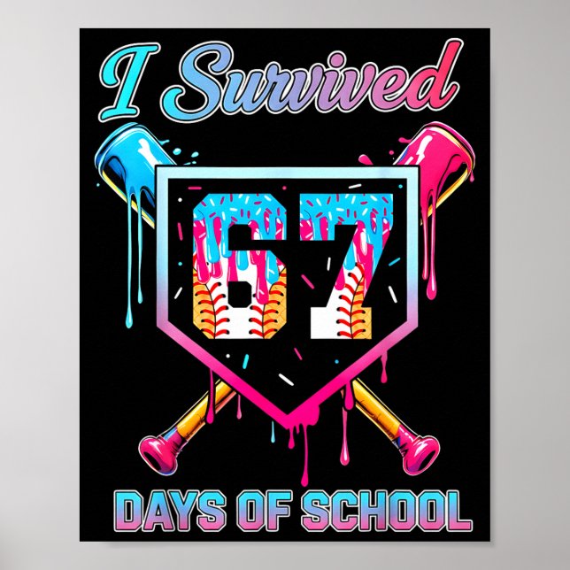 Poster 67 Baseball Ice Cream Drip Six Seven Meme Teachers (Frente)