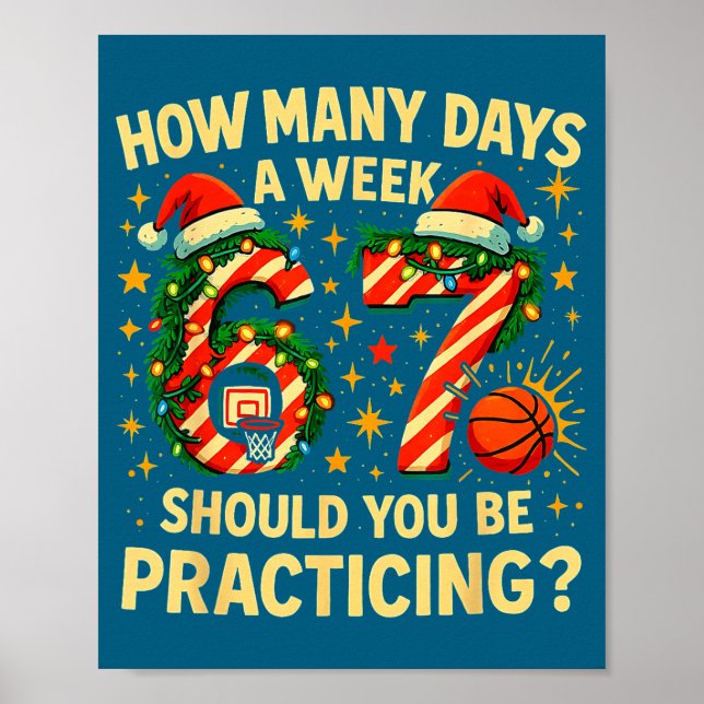 Poster 67 Basketball Christmas Funny Practice Meme Gift  (Frente)