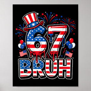 Poster 67 bruh bandeira americana seis sete divertido 4 d