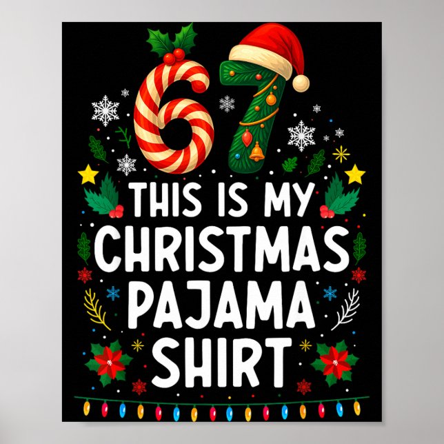 Poster 67 Camisa de Natal de pijama 6 7 Meme engraçado Ad (Frente)