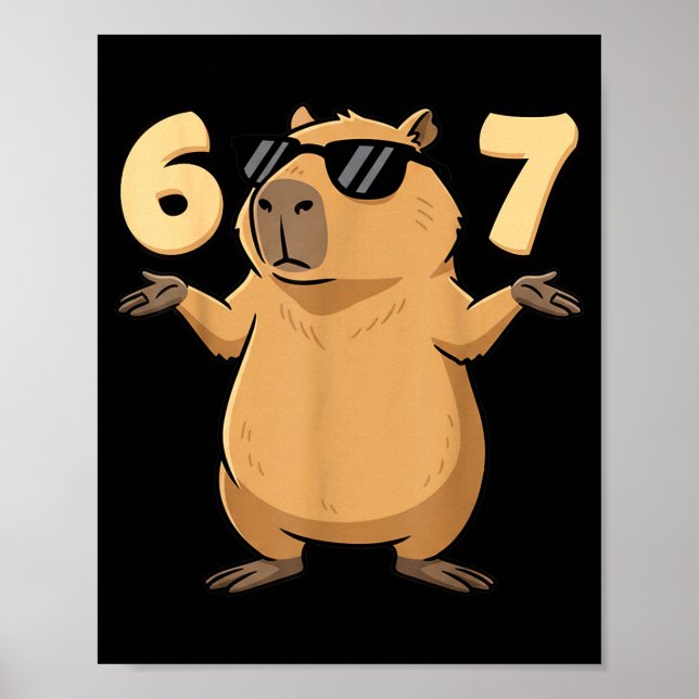 Poster 67 Capivara Meme 6 7 Estético Para Crianças Jovens (Frente)