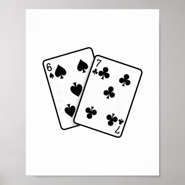 Poster 67 Cartas de Baralho Meme Divertido Seis Sete  (Frente)