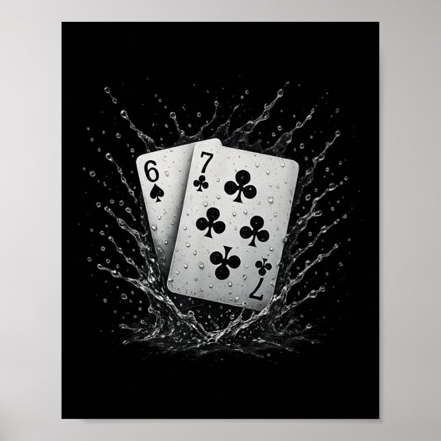 Poster 67 Cartas de Baralho Seis Sete Meme Jogo de Cartas (Frente)