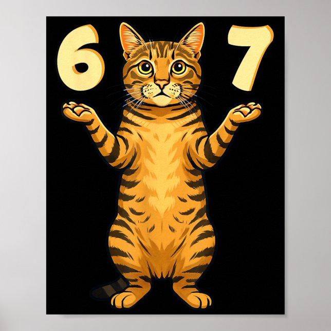 Poster 67 Cat Meme Funny Gen Alpha Slang Humor For Teens  (Frente)