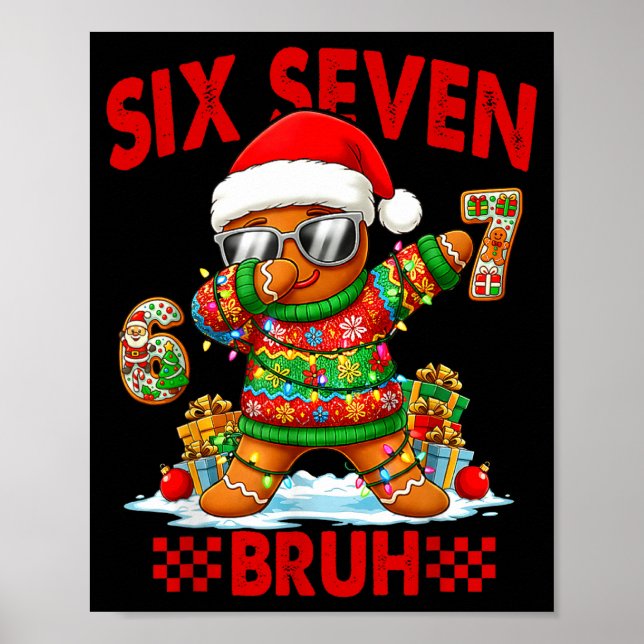 Poster 67 Christmas 6 7 Meme Gingerbread Man Xmas Pajamas (Frente)