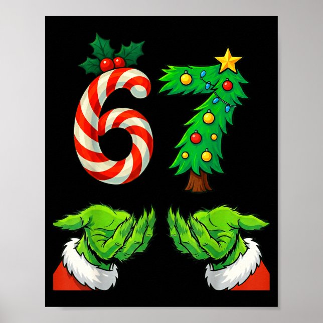 Poster 67 Christmas 6 7 Meme Hands Youth Gen Alpha For Ki (Frente)