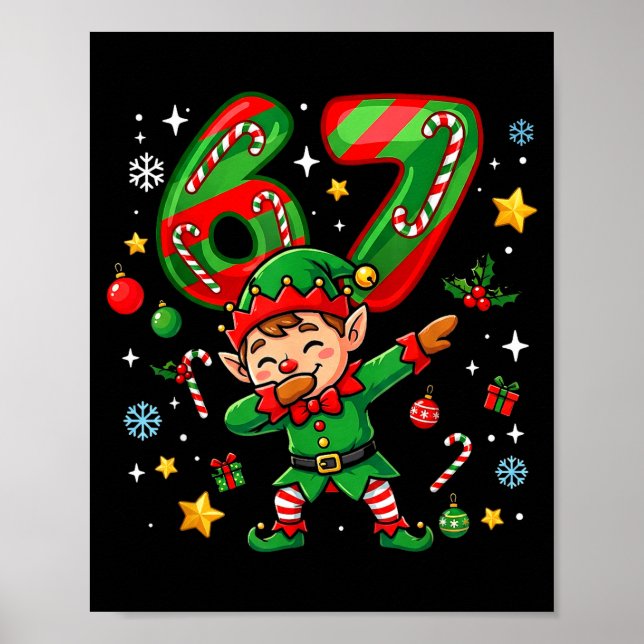 Poster 67 Christmas Funny 67 Meme Youth Kids Elf 67  (Frente)