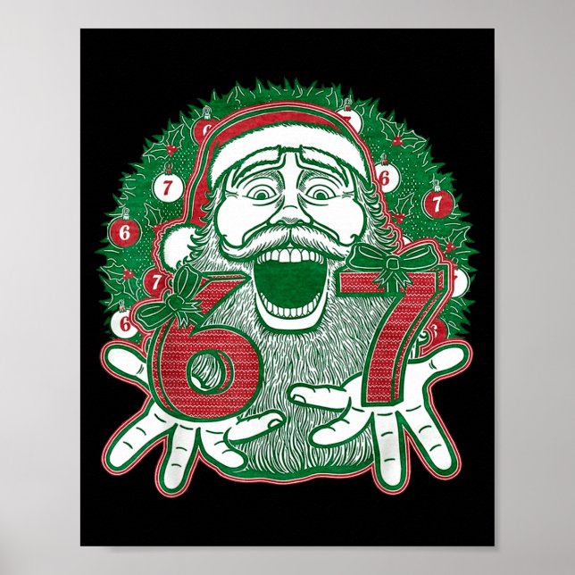 Poster 67 Christmas Funny Six Seven Meme Brainrot Santa C (Frente)