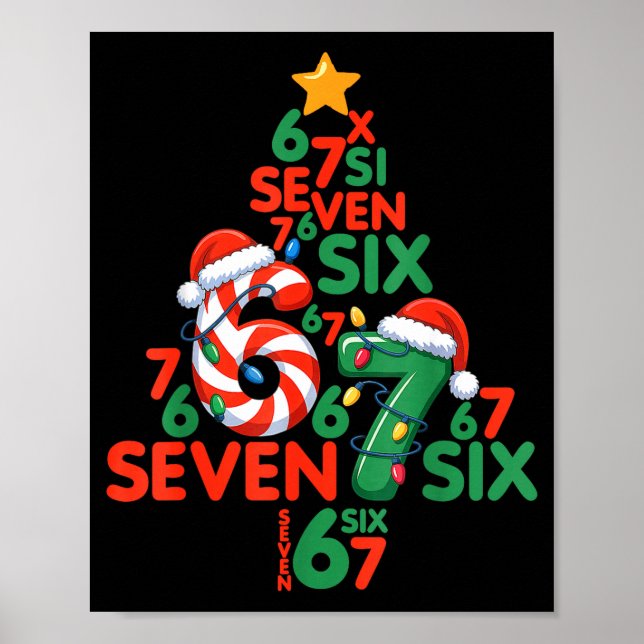 Poster 67 Christmas Tree Candy Cane Holiday Six Seven Mem (Frente)