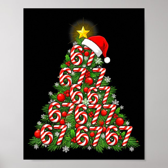 Poster 67 Christmas Tree Candy Cane Holiday Six Seven Mem (Frente)