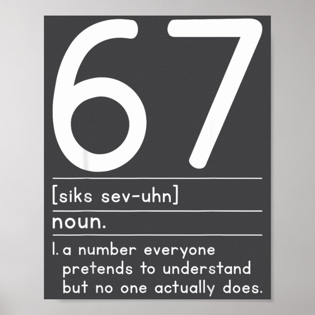 Poster 67 Definition The Meaning Of 67 Meme Funny Six Sev (Frente)