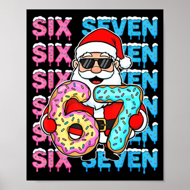 Poster 67 Donut Natal Engraçado Seis Sete Meme Papai Noel (Frente)