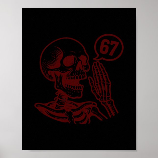 Poster 67 Esqueleto de Halloween Six Seven Meme Brainrot  (Frente)