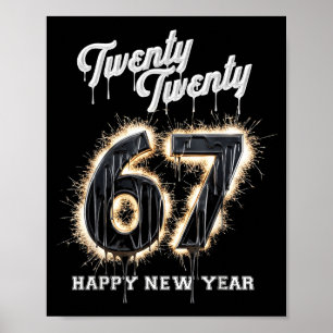 Poster 67 Feliz Ano Novo Seis Sete Divertido 2026 Cérebro
