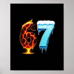 Poster 67 Fogo Gelo Número Sessenta e Sete Meme 67 Gíria 