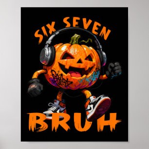 Poster 67 Halloween Engraçado Seis Sete Meme Brainrot Abó
