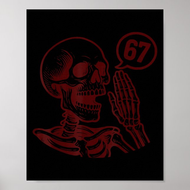 Poster 67 Halloween Esqueleto Seis Sete Meme Brainrot Div (Frente)