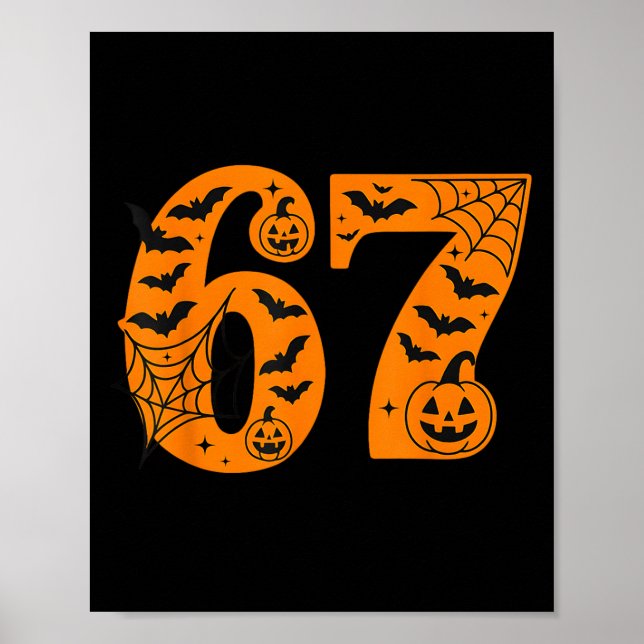 Poster 67 Halloween Seis Sete Brainrot Meme Meninos Crian (Frente)