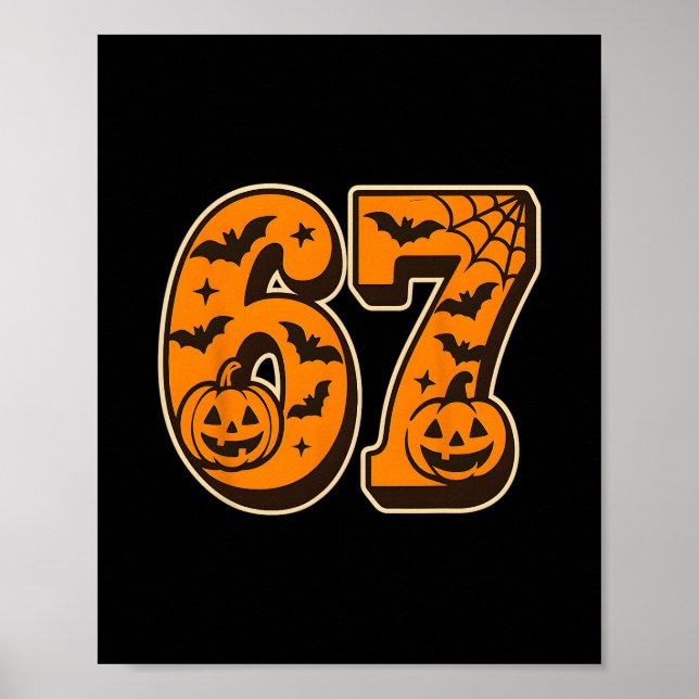 Poster 67 Halloween Seis Sete Brainrot Meme Meninos Crian (Frente)