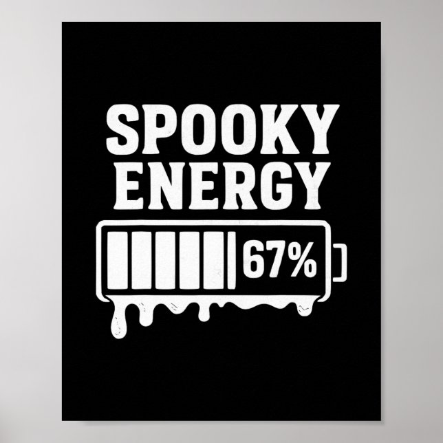 Poster 67 Halloween Spooky Energy Brainrot Meme Six Seven (Frente)