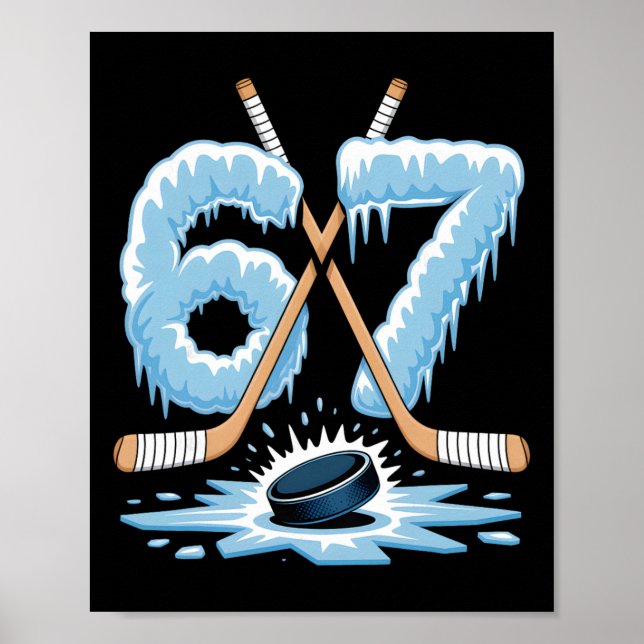 Poster 67 Hockey Drip Number Funny Meme Style Cool Graphi (Frente)