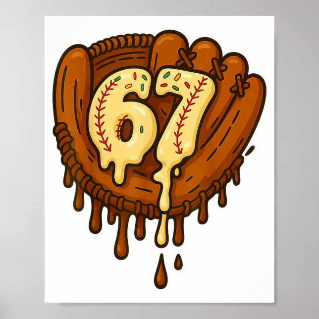 Poster 67 Ice Cream Drip Funny Six Seven Baseball  (Frente)