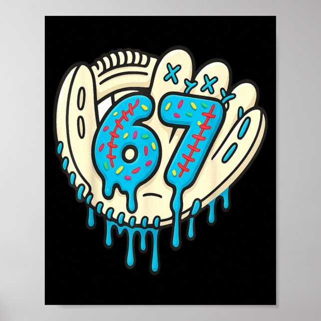 Poster 67 Ice Cream Drip Funny Six Seven Baseball  (Frente)