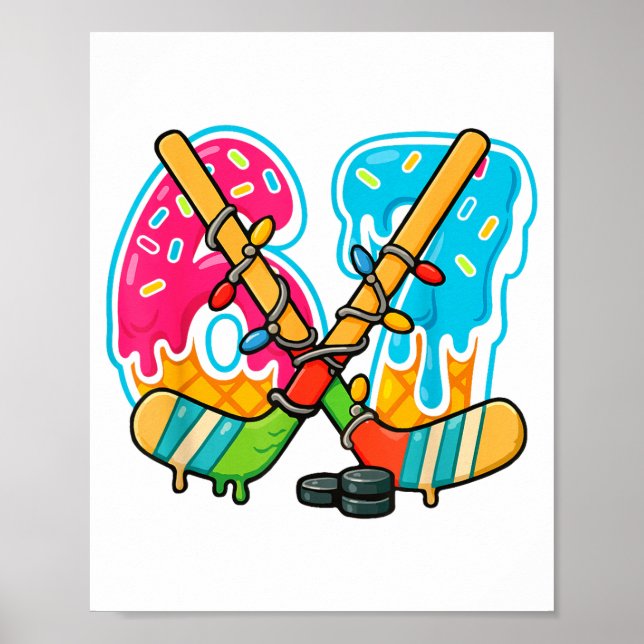 Poster 67 Ice Cream Drip Hockey Christmas Light  (Frente)