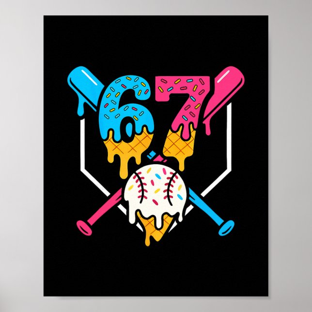 Poster 67 Ice Cream Drip Sell Meme Six Seven Gen Alpha Sl (Frente)