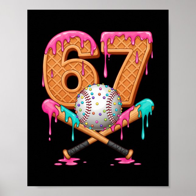 Poster 67 Ice Cream Drip Sell Number 67 Player 67th Birth (Frente)