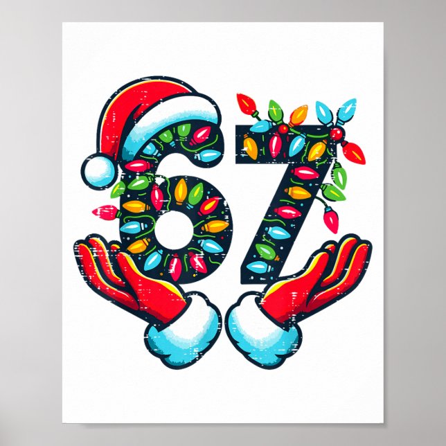 Poster 67 Luzes de Natal Natal Engraçado 6 7 Meme Xmas  (Frente)