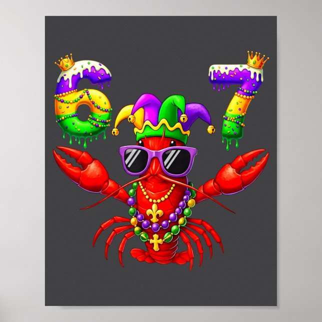 Poster 67 Mardi Gras Crawfish Beads Six Seven Carnival Bo (Frente)