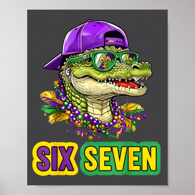 Poster 67 Mardigator Alligator Mardi Gras Six Seven Funny (Frente)