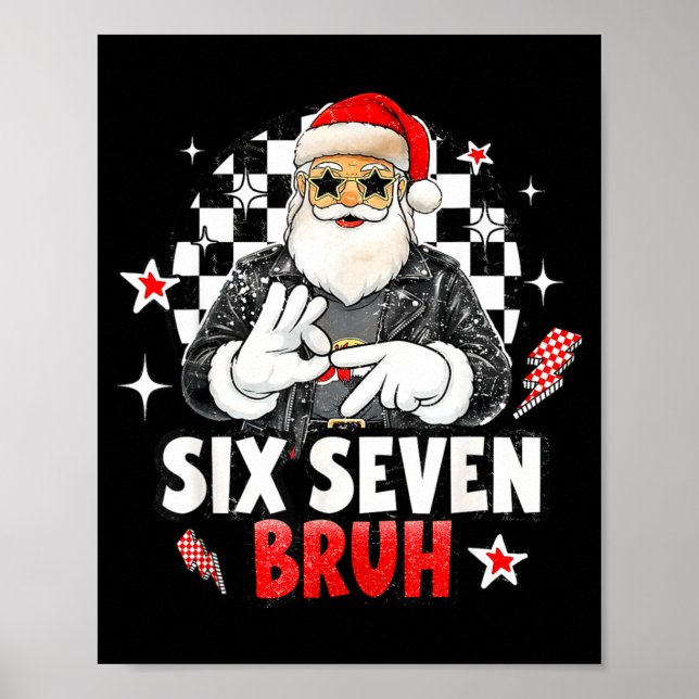 Poster 67 Meme 6 7 Natal engraçado Papai Noel Rock On Sei (Frente)