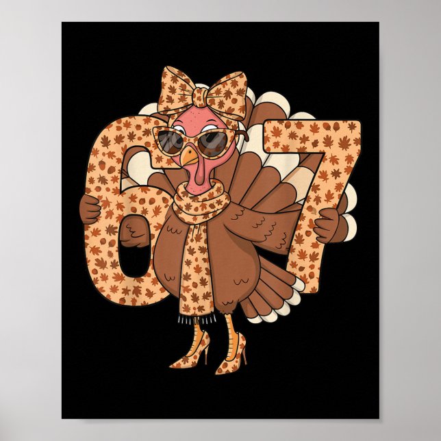 Poster 67 Meme Autumn Fall Turkey Sungles Funny Thanksgiv (Frente)