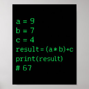 Poster 67 Meme Código Python Resultado Humor Geek Seis Se