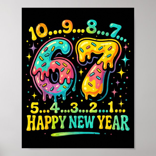 Poster 67 Meme Countdown Happy New Year Funny Drip Number (Frente)