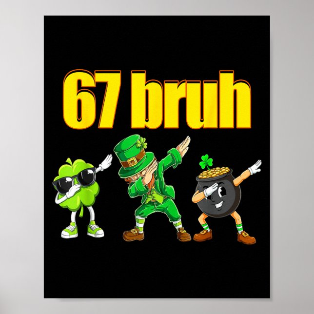 Poster 67 meme dabbing leprechaun trevo ouro pote st (Frente)