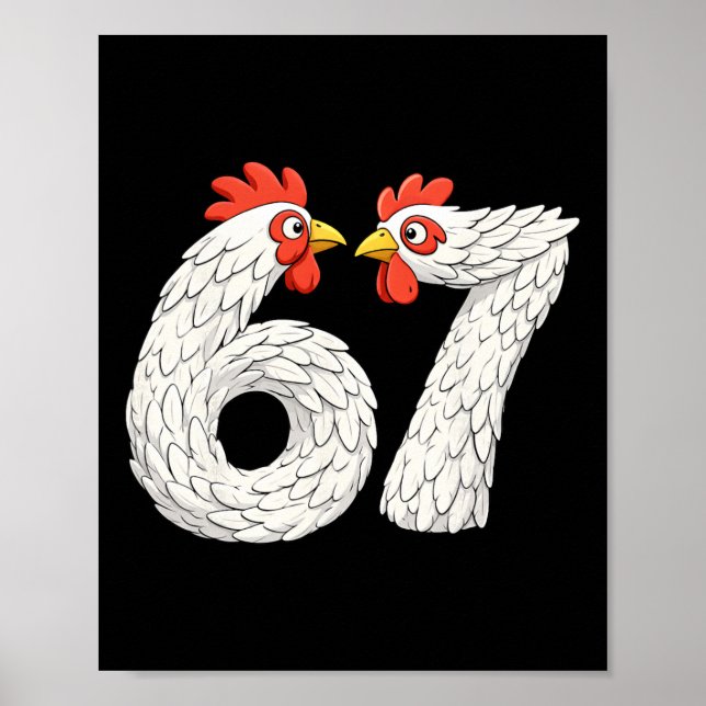 Poster 67 Meme de Frango Seis Sete Engraçado Crianças Ado (Frente)