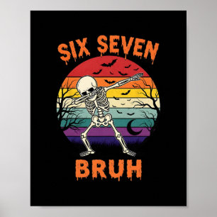 Poster 67 Meme de Halloween Números de Esqueleto Seis Set