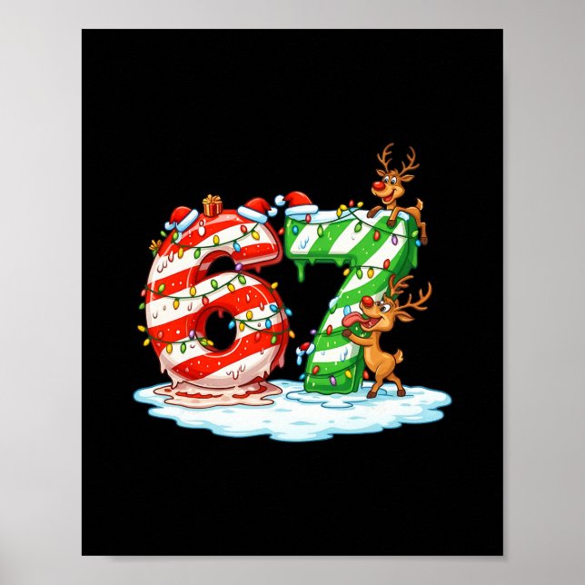Poster 67 Meme de Natal 6 7 Números Seis Sete Geração Z A (Frente)