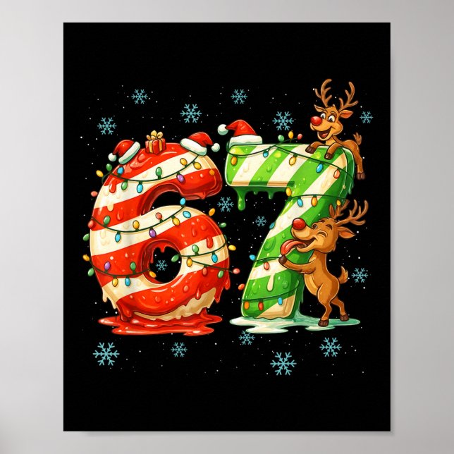 Poster 67 Meme de Natal 6 7 Números Seis Sete Geração Z A (Frente)