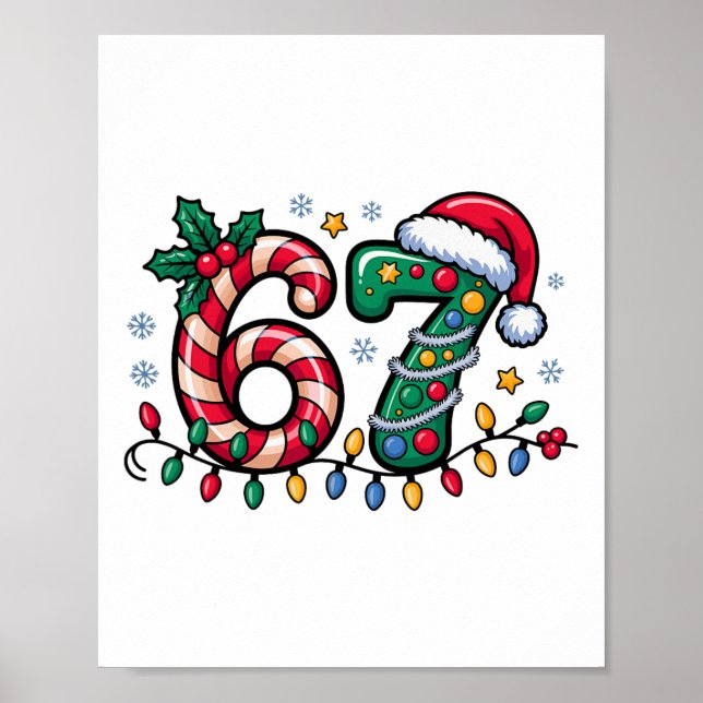 Poster 67 Meme de Natal Six Seven Xmas Engraçado Meninos  (Frente)
