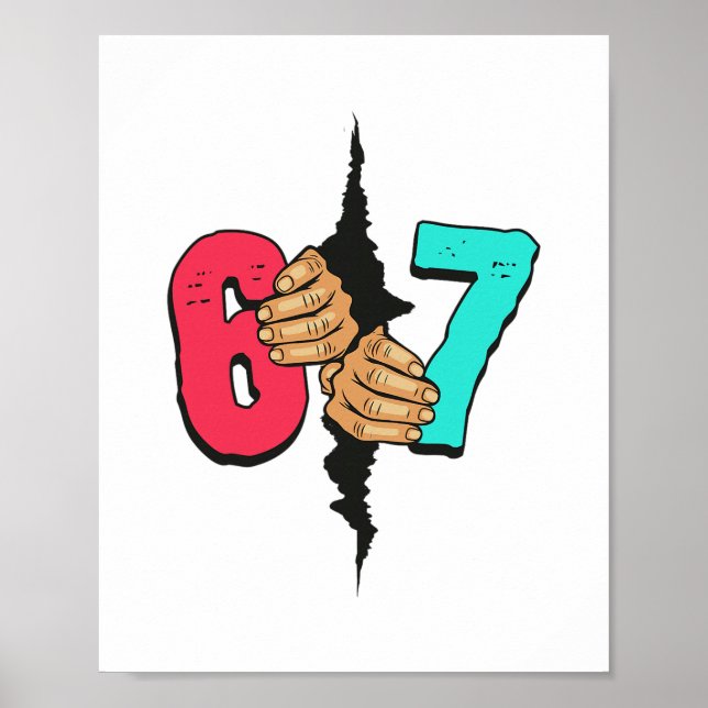 Poster 67 Meme Engraçado Seis Sete Geração Alpha Gíria Na (Frente)