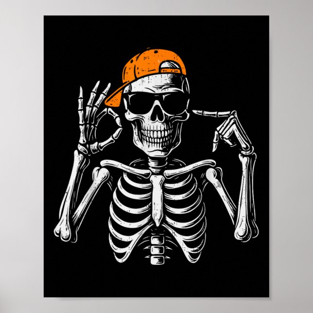 Poster 67 Meme Esqueleto Elegante Halloween Divertido Sei (Frente)